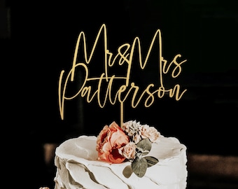 Décoration de gâteau Mr et Mme, décoration de gâteau de mariage, décoration de gâteau de mariage personnalisée, rustique, décoration de gâteau pour mariage, cadeaux de mariage, décoration de mariage