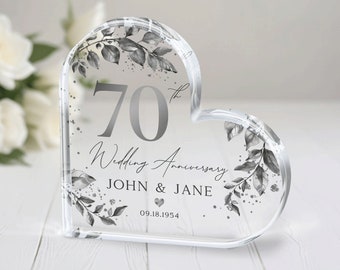 Regalo personalizzato per il 70° anniversario, regalo per il 70° anniversario in platino, targa per l'anniversario di matrimonio in platino, regalo per il 70° anniversario per i genitori