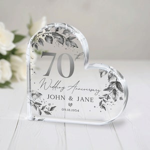 Personalized 70th Anniversary Gift, Platinum 70th Anniversary Gift, Platinum Wedding Anniversary Plaque, 70th Anniversary Gift for Parents