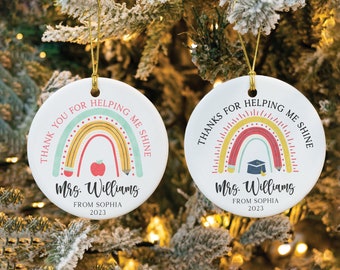 Teacher ornament, Ornament teacher, Teacher gift, Teacher gift Christmas, Christmas gift for teacher, Rainbow ornament for teacher, Ceramic