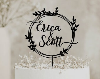 Gold cake topper with names, Personalized cake topper, Custom names cake topper, Mr and Mrs Cake Toppers for Wedding, Wedding cake topper,