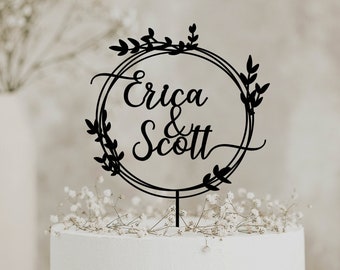 Topper per torta dorato con nomi, Topper per torta personalizzato, Topper per torta con nomi personalizzati, Topper per torta Mr e Mrs per matrimonio, Topper per torta nuziale,