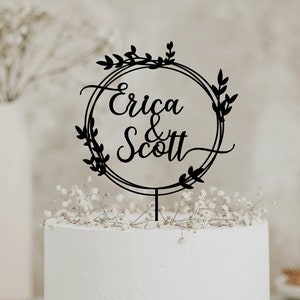 Topper per torta dorata con nomi, Topper per torta personalizzato, Topper per torta con nomi personalizzati, Topper per torta Mr e Mrs per matrimonio, Topper per torta nuziale,