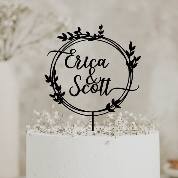 Décoration de gâteau dorée avec noms, décoration de gâteau personnalisée, décoration de gâteau de noms personnalisés, décoration de gâteau M. et Mme pour mariage, décoration de gâteau de mariage,