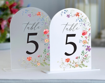 Wedding Table Numbers, Modern Floral Table Numbers, Wedding Table Sign, Arch Table Numbers, Acrylic Table Numbers, Wedding Table Signs