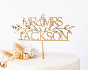 Gold Mr and Mrs Cake Toppers for Wedding, Wedding cake topper, Custom wedding cake topper, Wedding decor, Gold, Silver, Rose gold, Natural