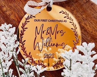 First Christmas Mr and Mrs christmas ornament 2023, Christmas ornaments, Personalized Christmas ornament, First Christmas married ornament