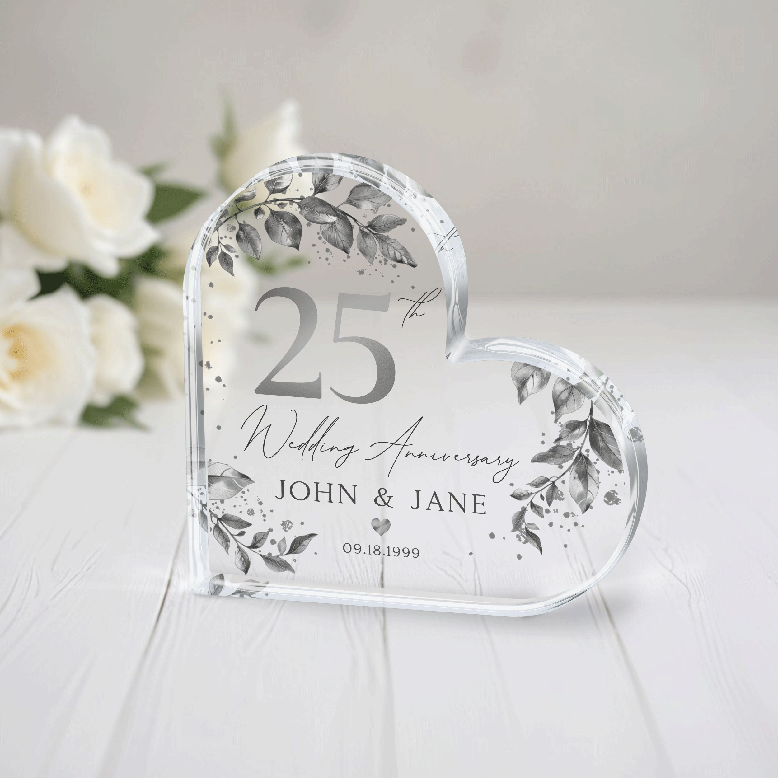 Personalized 25th Anniversary Gift, Silver Wedding Anniversary Gift, 25th Anniversary Plaque, Gift for Husband, Gift for Wife, Couple Gifts