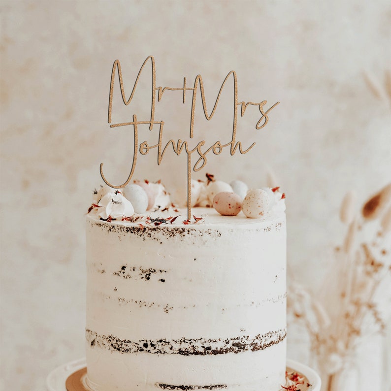 Johnson Cake Topper Gold Mr and Mrs Cake Toppers for Wedding, Wedding Cake Topper, Custom ...