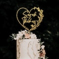 Gold Cake Topper with Heart, Heart cake topper, Wedding cake toppers,Wedding cake topper,Mr MRs Cake topper, Rustic,Personalized cake topper product logo
