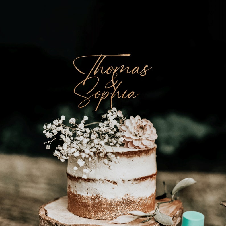 Topper per torta personalizzato, topper per torta con nomi personalizzati, Mr e Mrs Cake Toppers per matrimonio, topper per torta nuziale, topper per torta personalizzato immagine 5