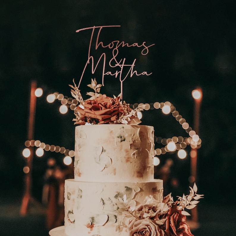 Personalized cake topper, Custom names cake topper, Mr and Mrs Cake Toppers for Wedding, Wedding cake topper, Personalized cake topper Rose Gold