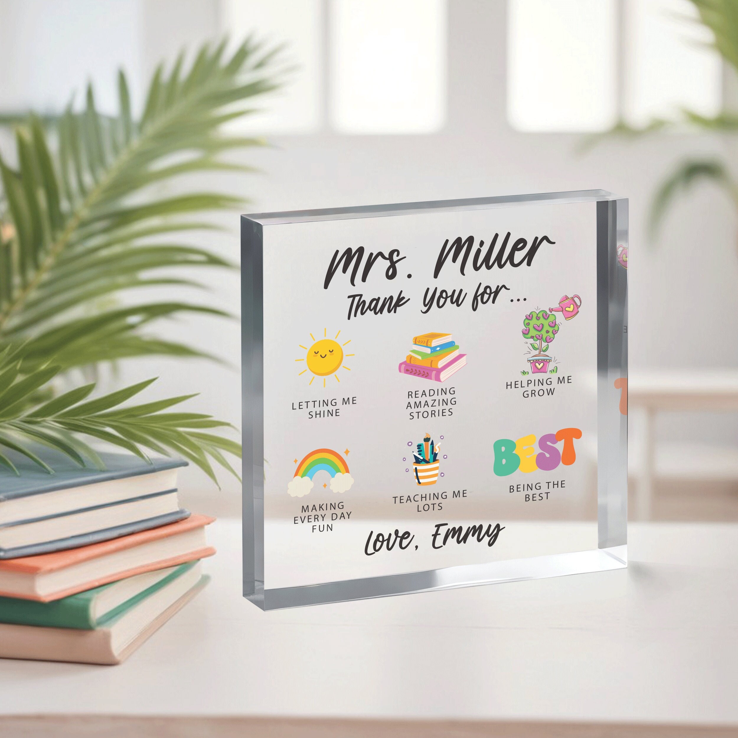 Personalized Teacher Gift, Reasons I Love My Teacher, Teacher Gift, Thank You Gift for Teacher, Teacher Acrylic Plaque, Nursery Teacher Gift