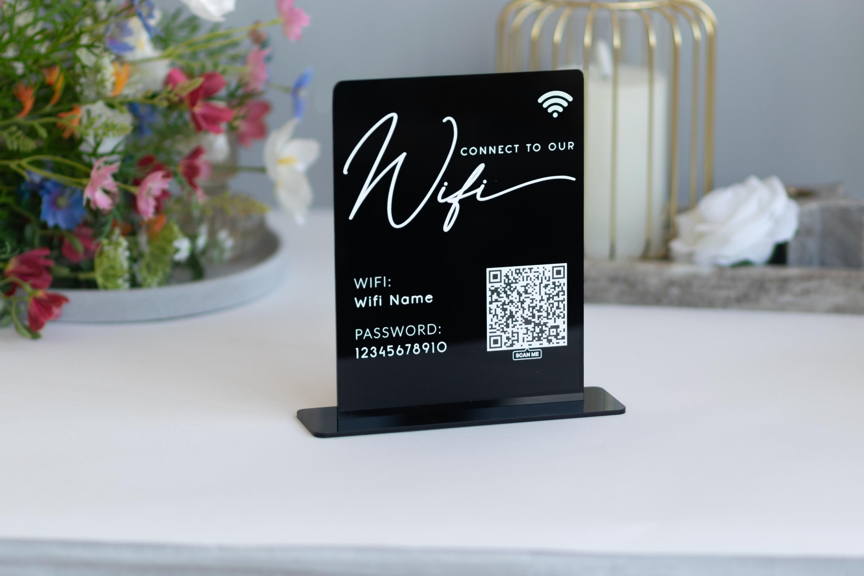 Wifi Sign, Wifi Acrylic Sign, Wifi Password Sign, Personalized Business ...