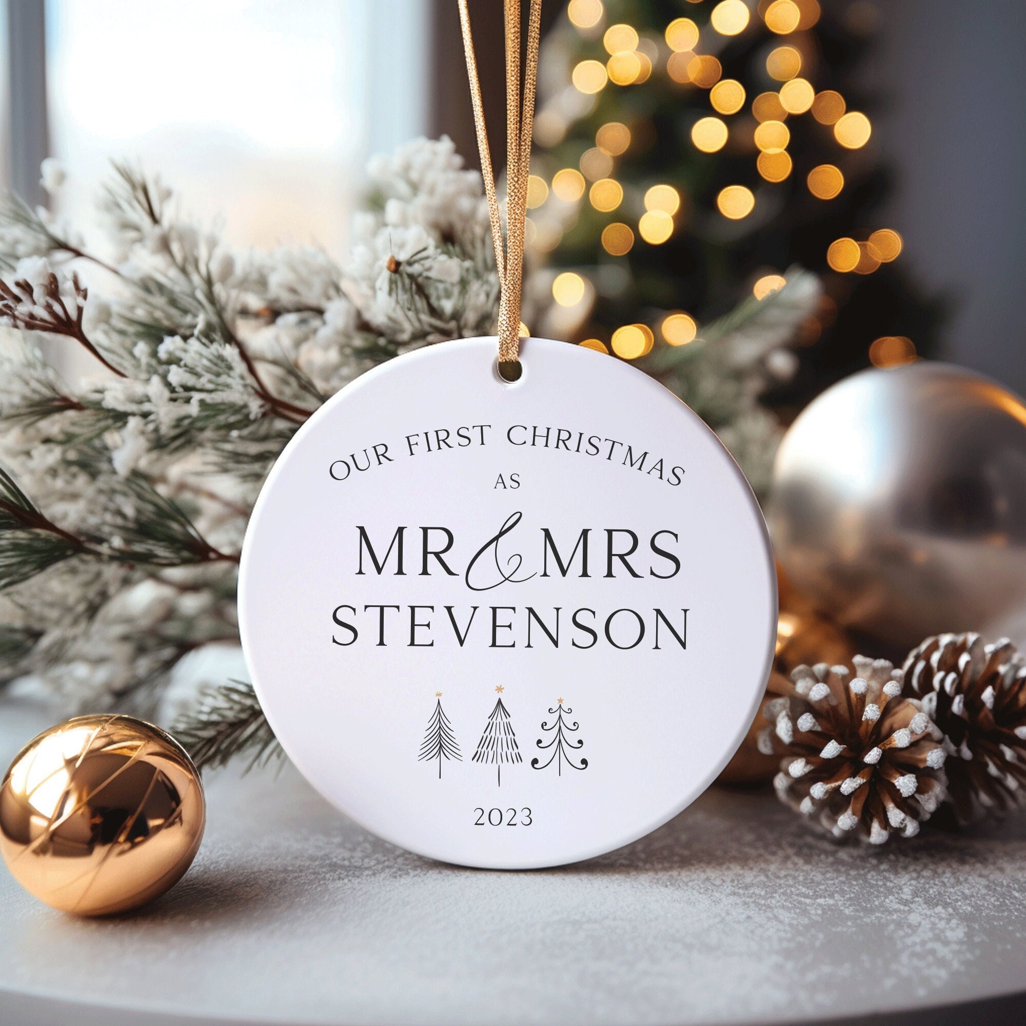 Mr and Mrs Bauble,  First Xmas Married, first as mr mr,married ornament, Mr and Mrs keepsake,  Christmas Wedding,  First Christmas Gift