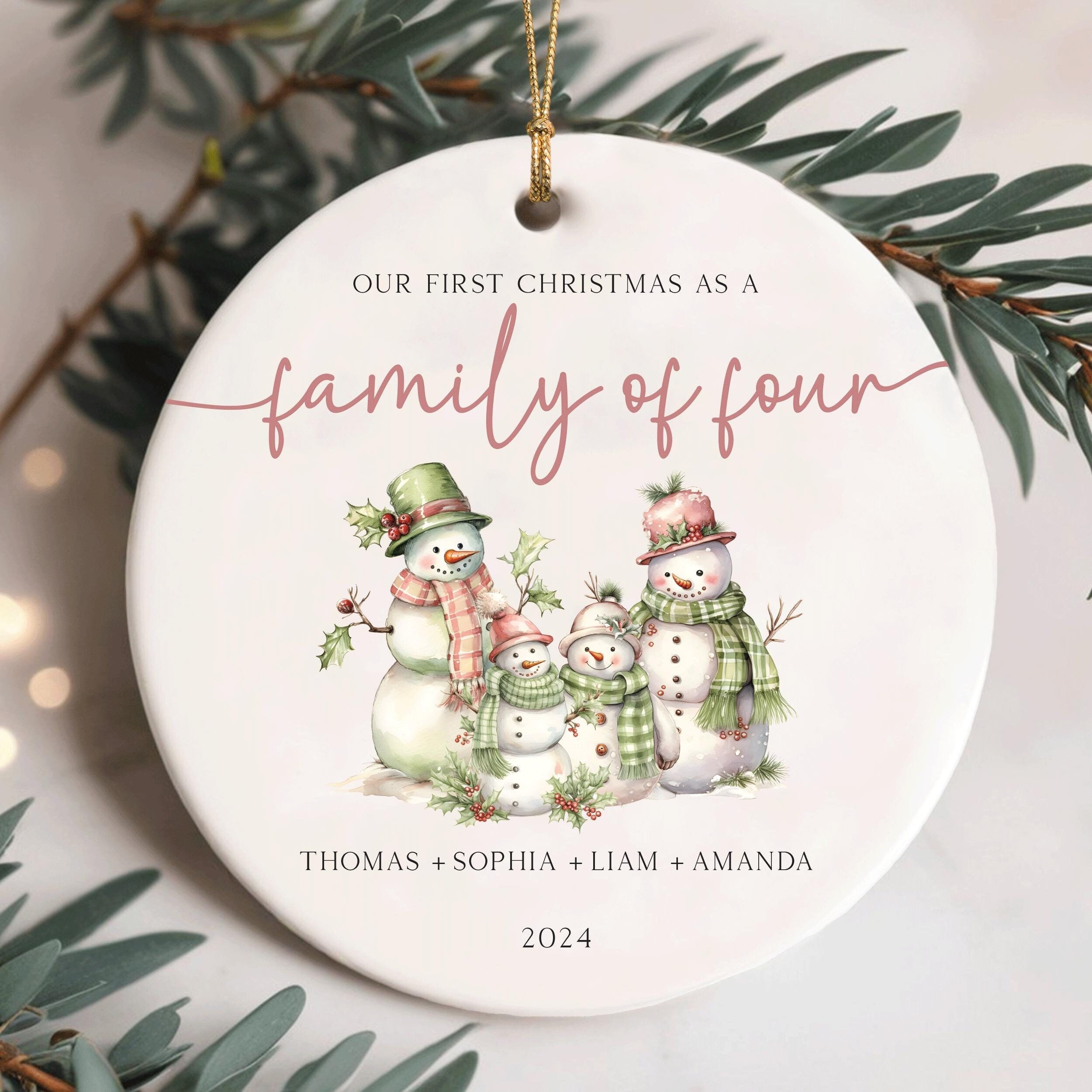 Family of Four Christmas Ornament, First Christmas Family Christmas Ornament, Personalized Christmas Ornament for Family, Christmas Gift