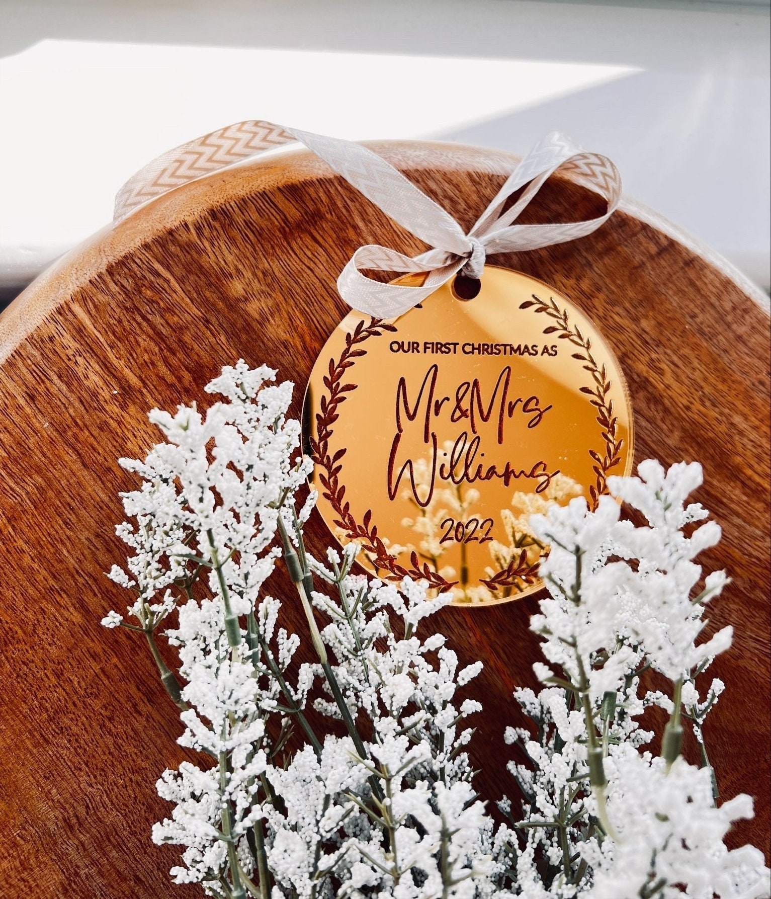 First Christmas Mr and Mrs christmas ornament 2024, Christmas ornaments, Personalized Christmas ornament, First Christmas married ornament