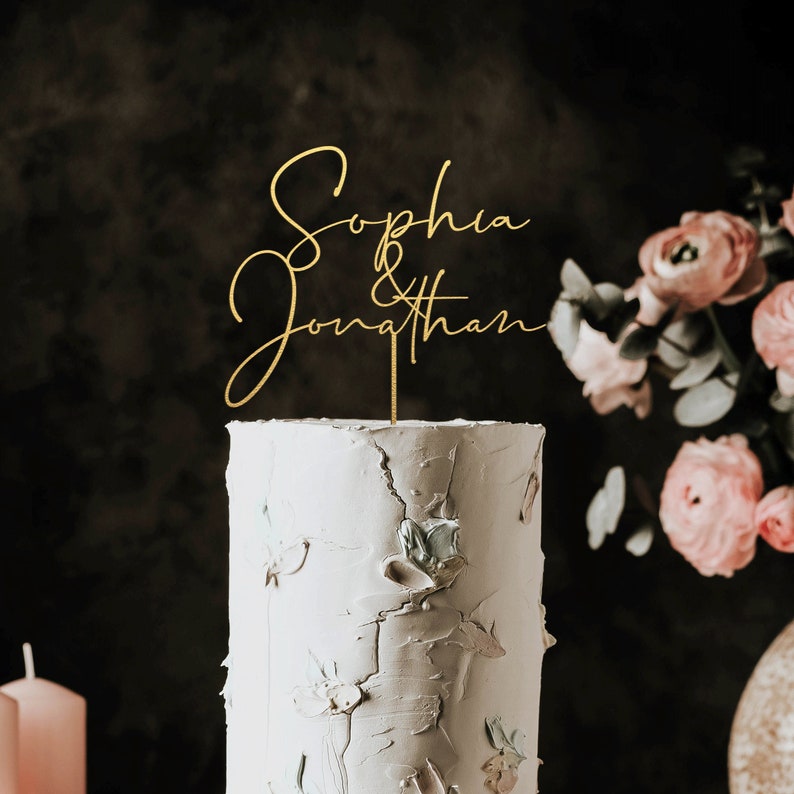 Personalized cake topper, Custom names cake topper, Mr and Mrs Cake Toppers for Wedding, Wedding cake topper, Personalized cake topper Gold
