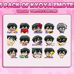 15 OHSHC Kyoya STATIC Emotes for Twitch, YouTube, Discord (Ready to Use!)