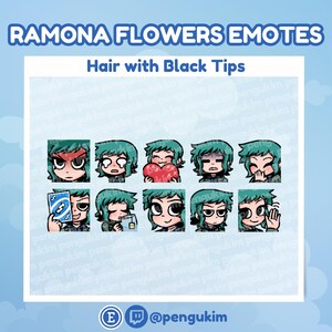10 Ramona Flowers Emote Pack for Twitch YouTube Discord Facebook Kick | Chibi Comic Book Scott Pilgrim vs The World Takes Off The Game EX image 3