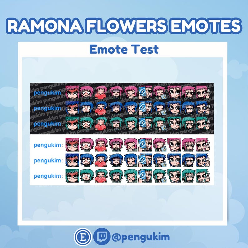 10 Ramona Flowers Emote Pack for Twitch YouTube Discord Facebook Kick | Chibi Comic Book Scott Pilgrim vs The World Takes Off The Game EX image 7