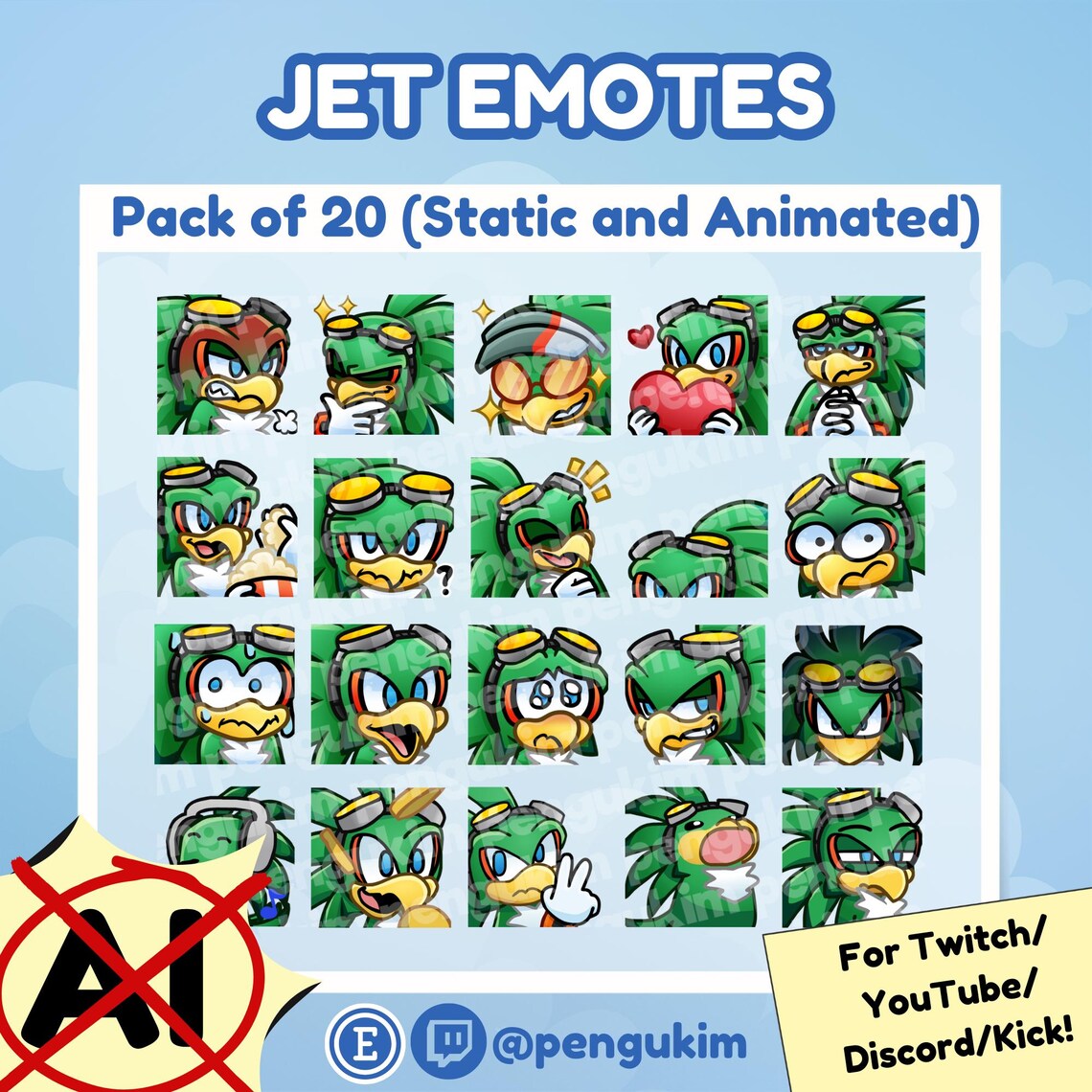 Hawk Emotes 20 Jet the Hawk Static & Animated Emote Pack for Twitch, Youtube ...