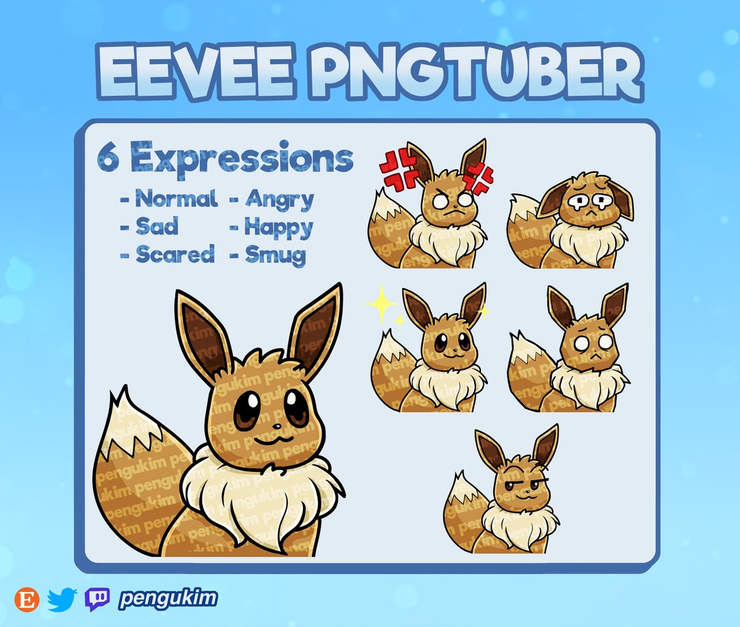 Eevee Pngtuber/giftuber W/ 6 Expressions for Streaming on Twitch ...
