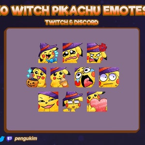 10 Witch Pikachu STATIC Emotes for Twitch, YouTube, Discord (Ready to Use!)