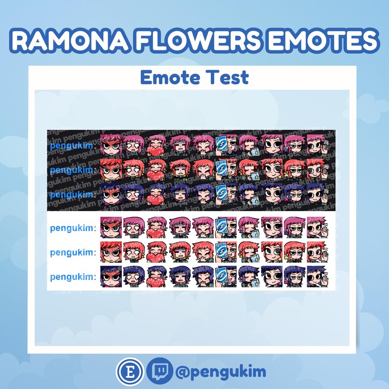 10 Ramona Flowers Emote Pack for Twitch YouTube Discord Facebook Kick | Chibi Comic Book Scott Pilgrim vs The World Takes Off The Game EX image 8