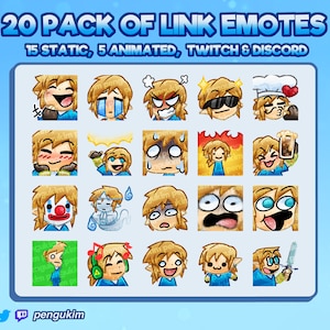 Oltre 20 emote di collegamento, animate e statiche per Twitch/YouTube/Discord/Facebook/Kick/Breath of the Wild/Legend of Zelda/LoZ/BOTW/TOTK