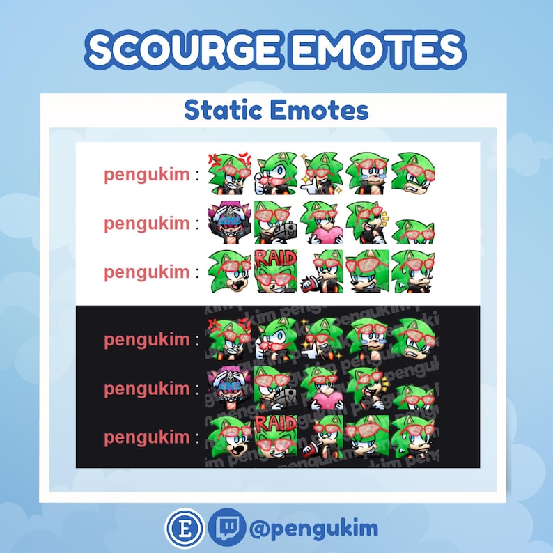 15 Scourge the Hedgehog Static Emote Pack for Twitch, Youtube, Discord ...