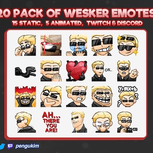 20+ Wesker Emotes geanimeerd en statisch voor Twitch / YouTube / Discord / Facebook / Kick | Resident Evil | RE4 | Dood bij daglicht | DBD