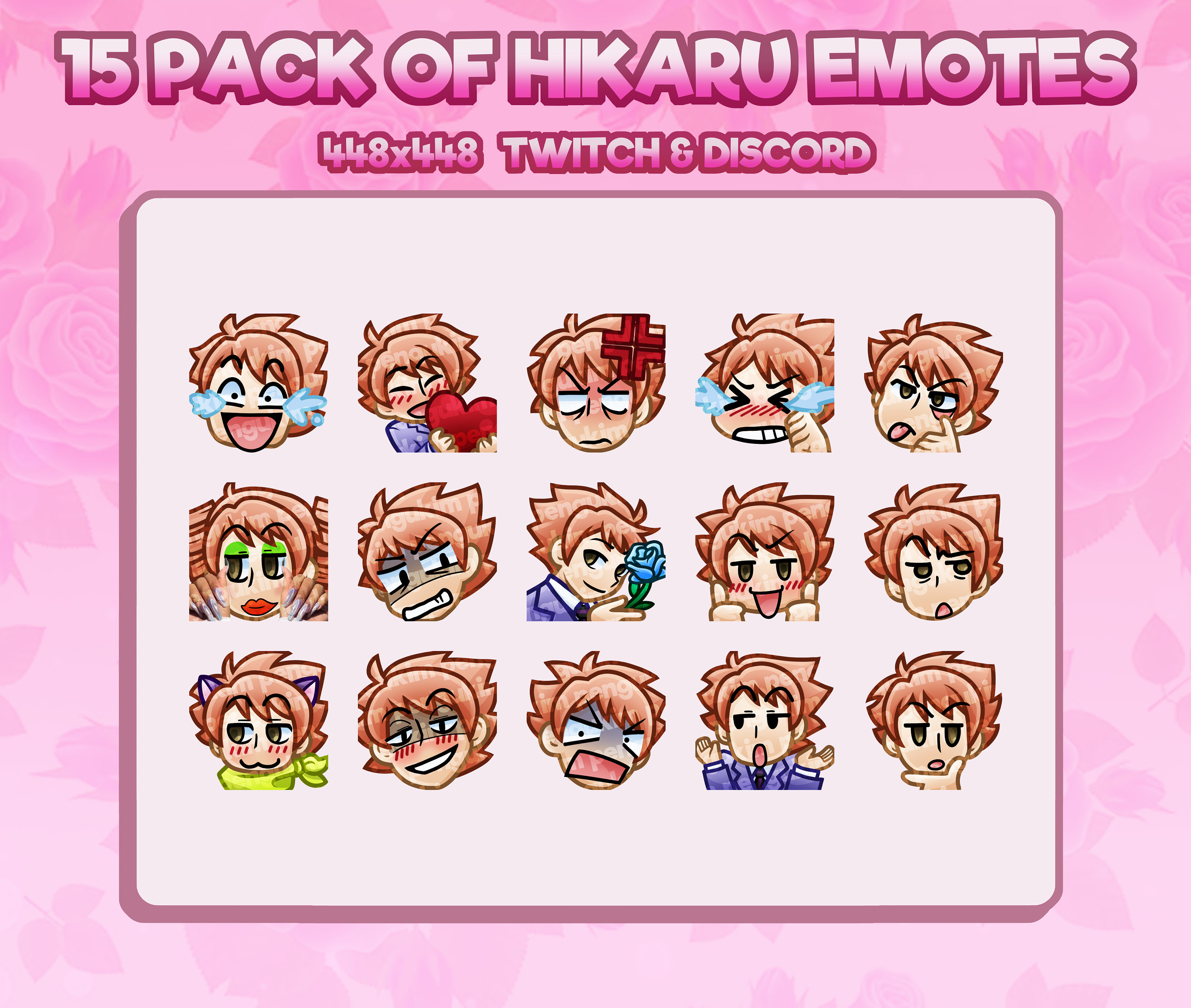 15 OHSHC Hikaru STATIC Emotes for Twitch  Discord 