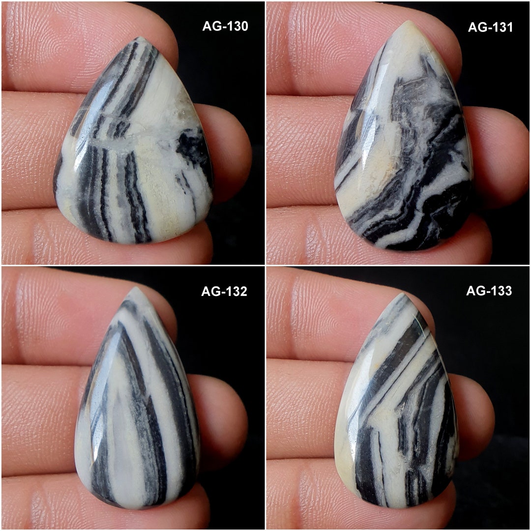 Black Zebra Jasper Gemstone Black White Zebra Jasper Stone Etsy