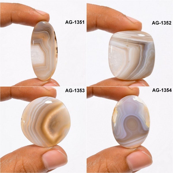 Witte Botswana Agate Cabochon - Botswana Agate Gemstone van hoge kwaliteit - Flat Back Botswana Agate Cabochon Botswana Agate Crystal Cabs Stone