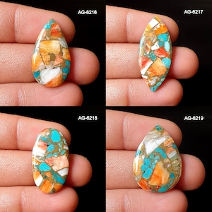 American Spiny Oyster Turquoise  - Spiny Copper Turquoise Gemstone - Flatback Spiny Turquoise Cabochon Spiny Oyster Turquoise Crystal Stone