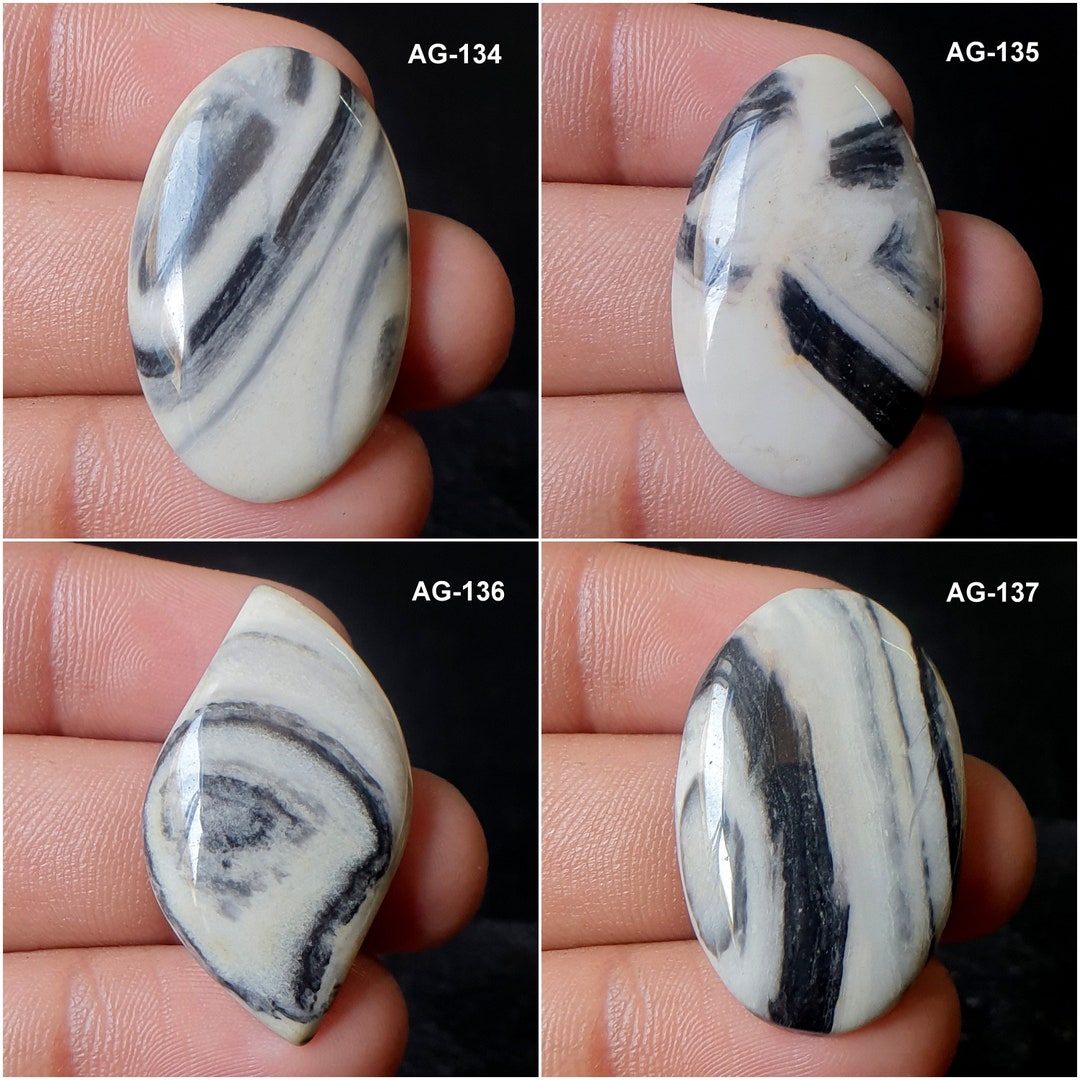 Black Zebra Jasper Gemstone Black White Zebra Jasper Stone Etsy