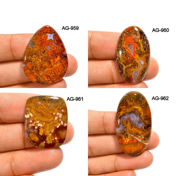 Moroccan Seam Agate - High Quality Seam Agate Gemstone - Natural Seam Agate Stone Flat Back Seam Agate Cabochon Seam Agate Crystal Cabs