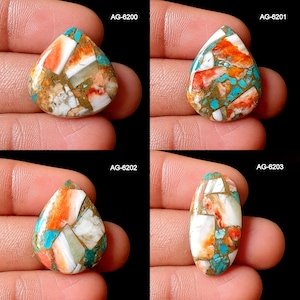 American Spiny Oyster Turquoise  - Spiny Copper Turquoise Gemstone - Flatback Spiny Turquoise Cabochon Spiny Oyster Turquoise Crystal Stone