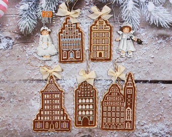 Christmas Gingerbread Town cross-stitch PDF pattern. 5-in-1 Bundle. PDF DIY