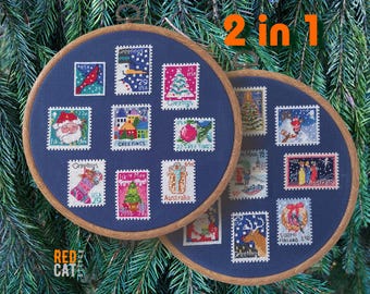 Christmas Postage Stamps Bundle cross-stitch pattern pdf, DIY.