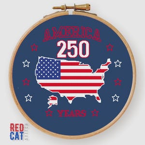 Happy Birthday, USA! 250 years of Independance. Mini cross-stitch PDF pattern, instant download PDF, United States July 4th decoration patriotic flag map