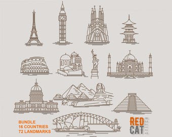 World Landmarks, travel cross stitch bundle (PDF DIY)