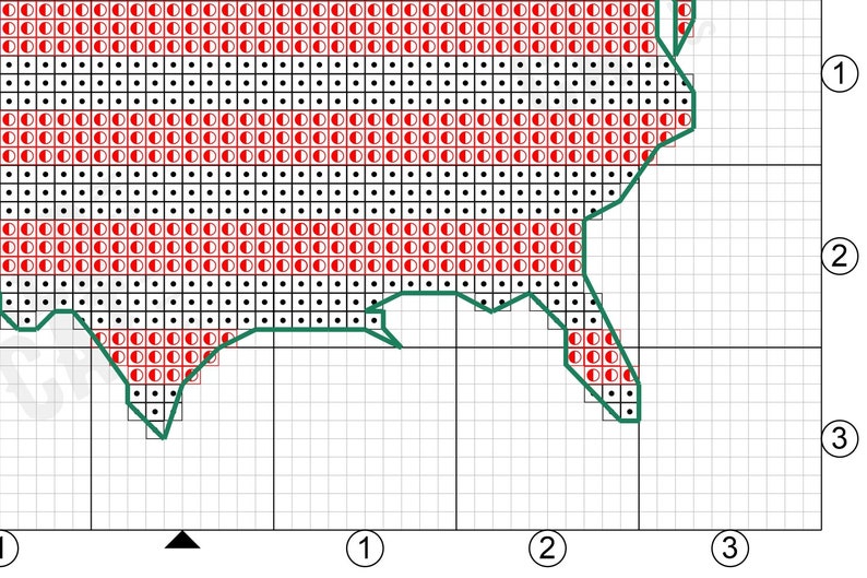 A fragment of a page with a cross-stitch template. The scheme is adapted for printing on a printer and is convenient for use on smartphones and tablets