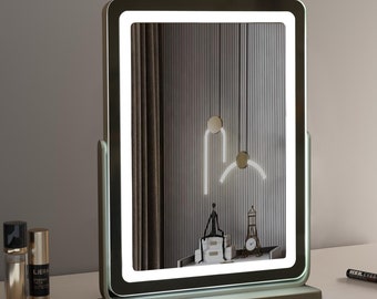 Attrattiva Miroir de courtoisie avec lumières - Grand miroir lumineux pour bureau, chambre à coucher, dessus de table de dressing, miroir lumineux