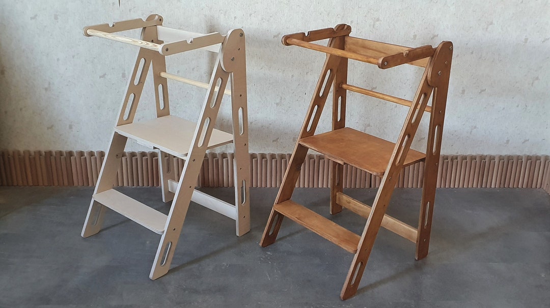Toddler Step Stool Height Adjustable Helper Tower Foldable Etsy