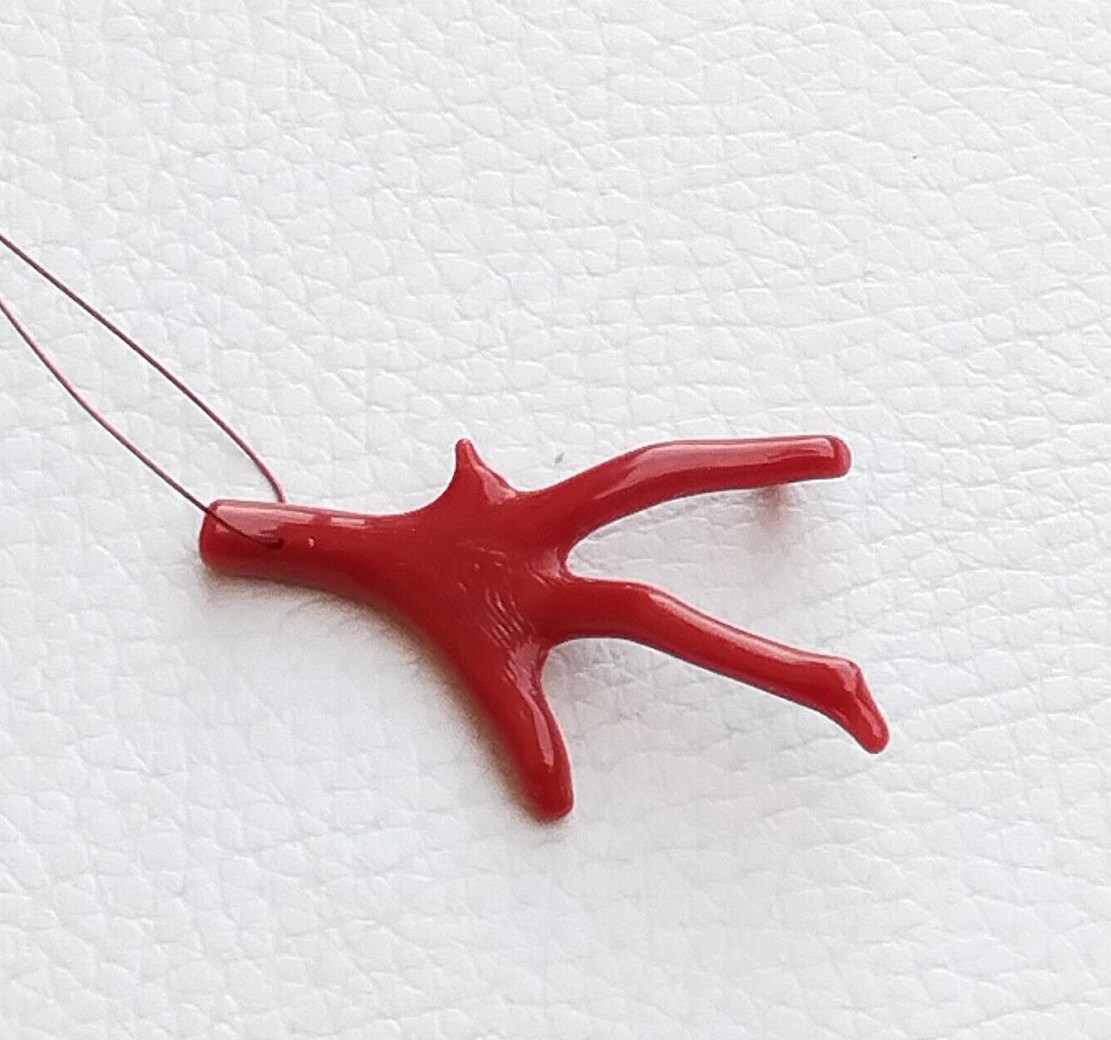 Authentique ! Bâton poli de branche lâche de corail rouge italien 100% naturel. Bâton poli de corail de mer Pierre précieuse de corail rouge lisse 63X14/25X7 MM IP136 - France