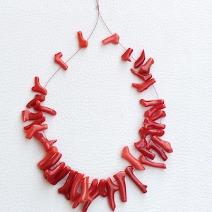 Red Coral Branch Beads, Italian Gemstone Stick, AAA Quality A497