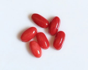 Cabochon Ovale En Corail Rouge Italien Naturel - 40,80 Carats - Pierre Précieuse Opaque - Neuf
