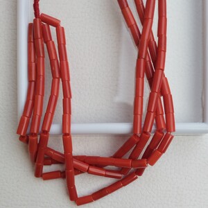 Genuine Tube Shape, Natural Italian Coral Beads Necklace, 16&quot;Inches Strands, Red Coral Gemstone Beads, Coral Beads Perfect For Jewelry A754